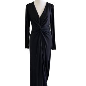 Lauren Ralph Lauren Black Label Gown Nadira Jersey Front Twist Dress SZ6 Black